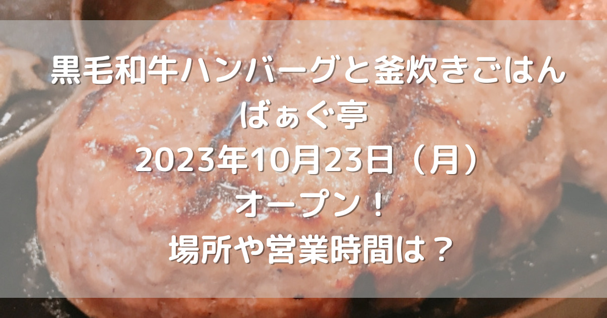 熊本市南区に黒毛和牛ハンバーグと釜炊きごはんばぁぐ亭2023年10月23日（月）オープン！場所や営業時間は？